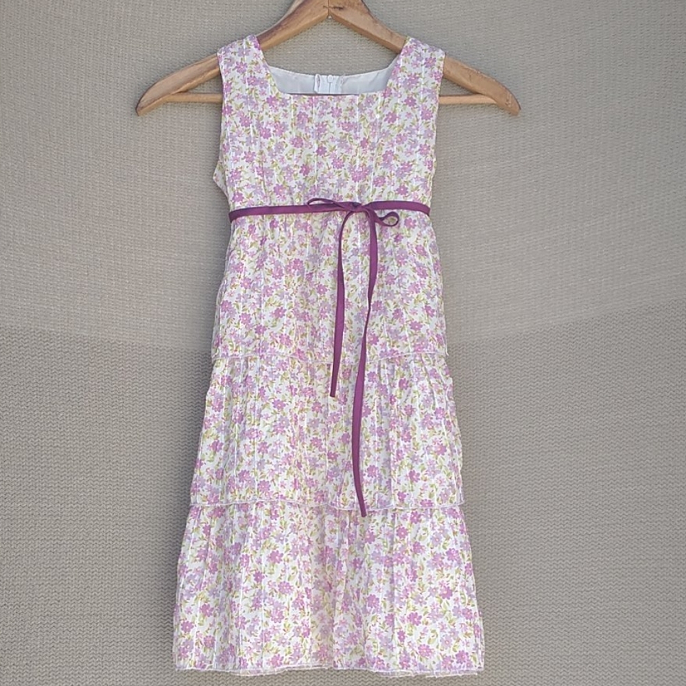 Girls Size 6 Lavender Floral Sleeveless Dress